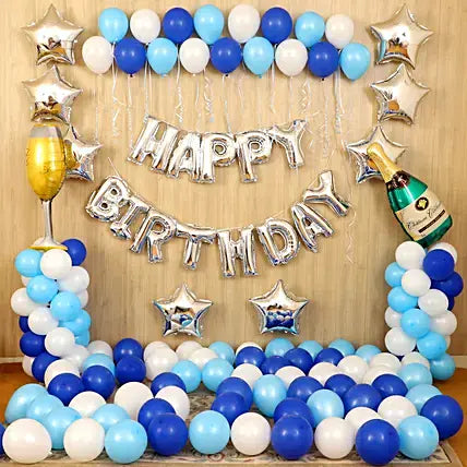 Blue Silver and white decorations
