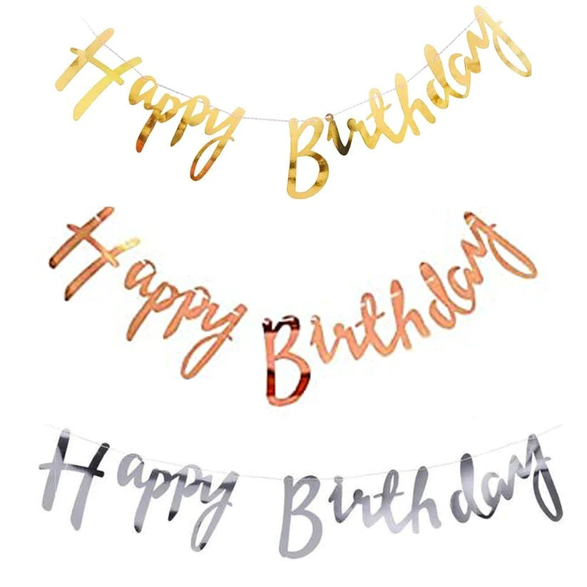 Copy of silver Alphabet Happy Birthday Party Decoration Pull Flag