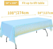 Blue Tablecloth with Gold confetti Dots - Fits 8ft Table