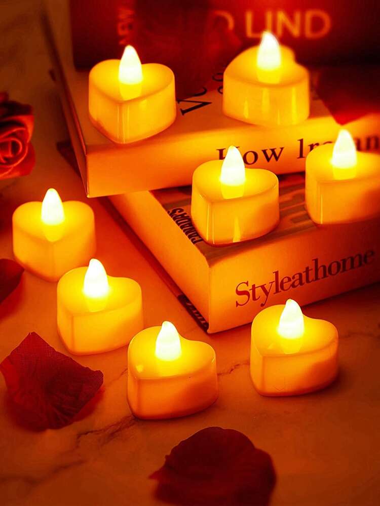 6pcs Heart Shaped Electronic Candle