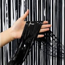 Black Curtain Foil Tinsel Fringe Curtain, 1m x 2m