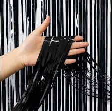 Black Curtain Foil Tinsel Fringe Curtain, 1m x 2m