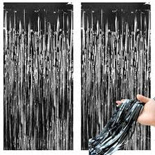 Black Curtain Foil Tinsel Fringe Curtain, 1m x 2m