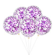 Confetti Purple glitter Balloons - pack of 10