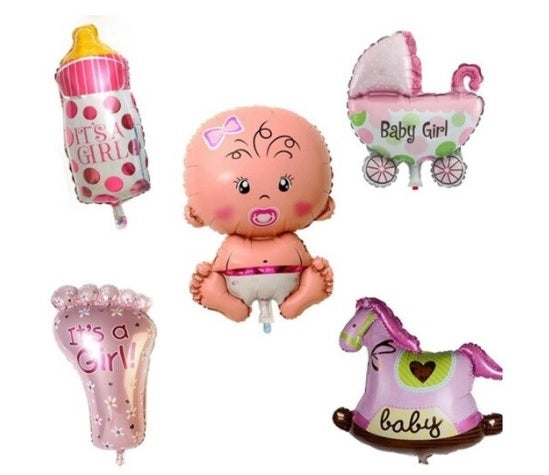 Baby girl foil balloon - pack of 5