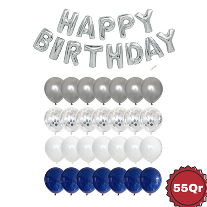 Silver Navy Blue birthday set