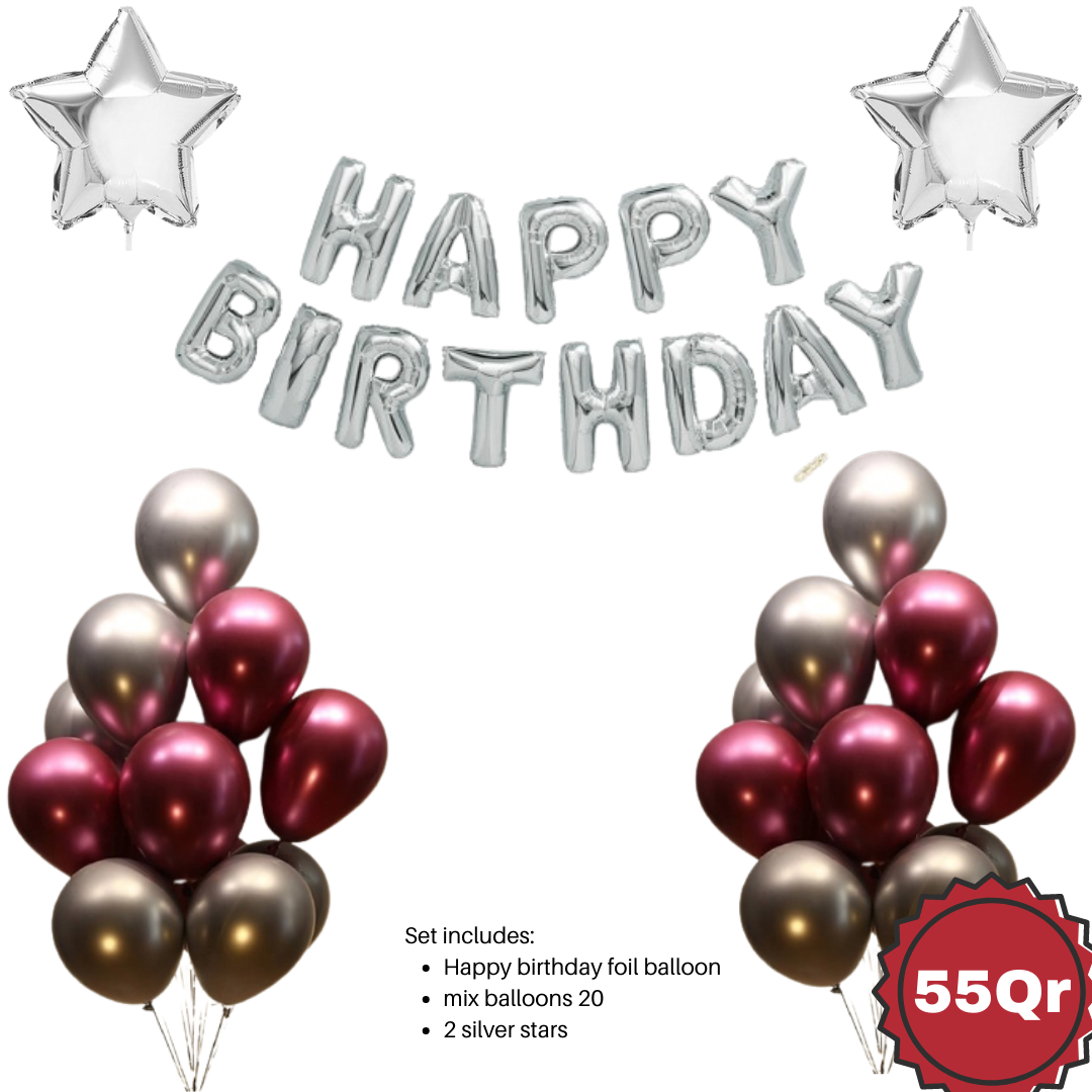 Silver Pink birthday set