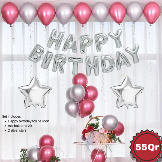 Silver Pink birthday set