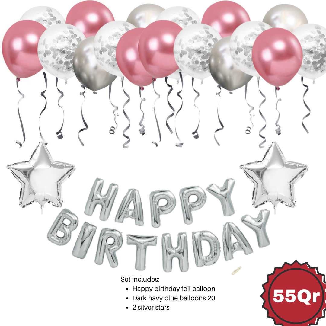 Silver Pink birthday set