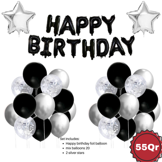 Black Silver birthday set